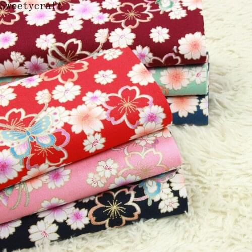110x45cm Thick 100% Cotton Fabric Flower Bronzed Cloth Sewing Dress Quilting Fabrics Patchwork Needlework DIY Handmade Material