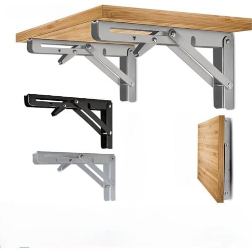 2Pcs Triangular Folding Bracket Metal Release Catch Support Bench Table Folding foldable Shelf Home Hardware Bracket Retail