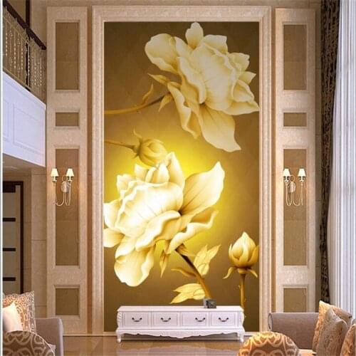 Wellyu Custom Photo Wallpaper 3d Mural European Style Golden Rose Trees Aisle Backdrop wall Decorative Paintings 3d wallpaper