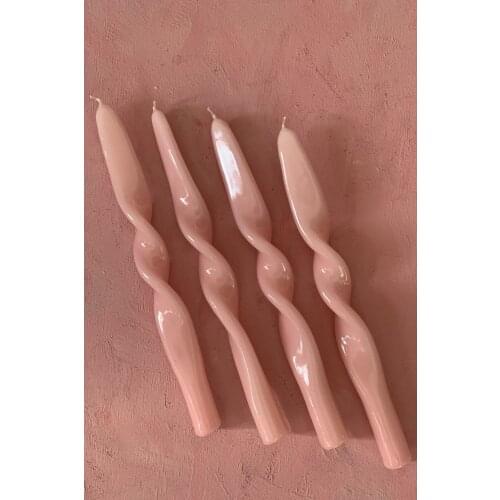 Mysterious Set of 4 Pink Twisted Candlestick Candle Casting And Handmade Accessories Stunning Design 25 cm Free Shipping