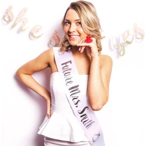 Custom Future Mrs. Satin Sash, Personalized Wedding Sash, Bridal Shower Bachelorette Party Sash, Customized Bride Sash