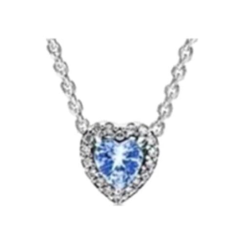 Heart Temperament With Blue CZ Necklace Chain Necklace 925 Sterling Silver Jewelry Beaded Chain Necklaces For Women Gift to Mum