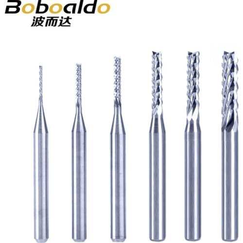 10pcs/set Carbide PCB CNC Engraving Bits End Milling Cutter cutting drill hole endmill 0.7-3.175mm Diameter