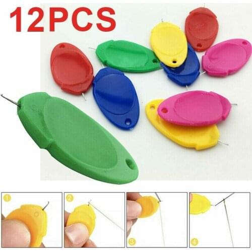 12pcs Needle Threader Sewing Machine Bow Wire Thread Plastic Insert Craft Tools