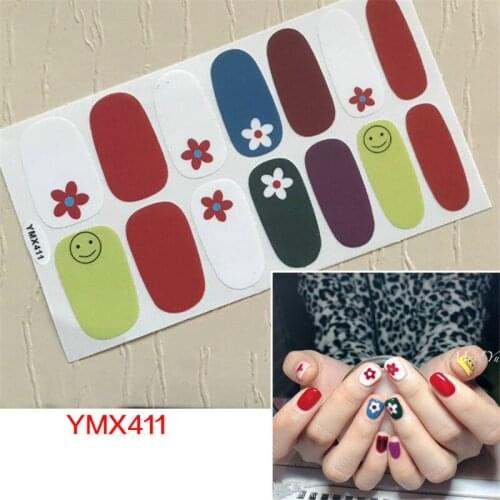 14tips/sheet Fashion Full Cover Nail Polish Wraps Adhesive Stickers Art Decorations Manicure Tools Finger Sticker