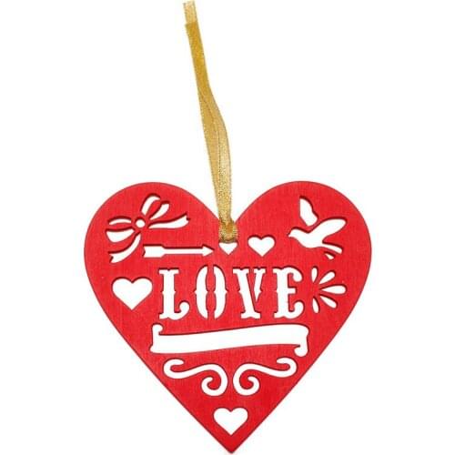 20pcs wood 4.8inch red big hearts with string wedding home christmas decoration gift tag