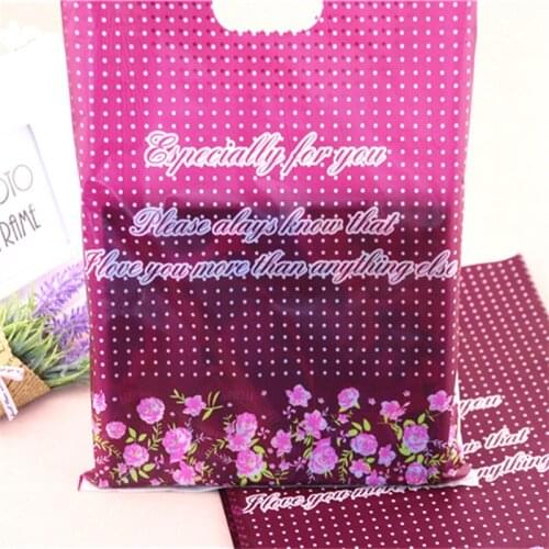2016 New Design Wholesale 100pcs/lot 25*35cm Coffee Vintage Flower Clothing Packaging Plastic Shopping Bag