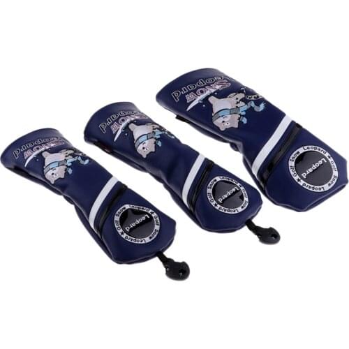 3Pcs/4Pcs Set Premium PU Golf Head Covers No. 1 3 5 UT Wood Driver Club Protector Replacement & Interchangeable Number Tag