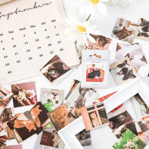 46pcs Kawaii MINI Cat Cartoon Animal Adhesive seal Home sticker Labels Cards Gift Decoration Stationery