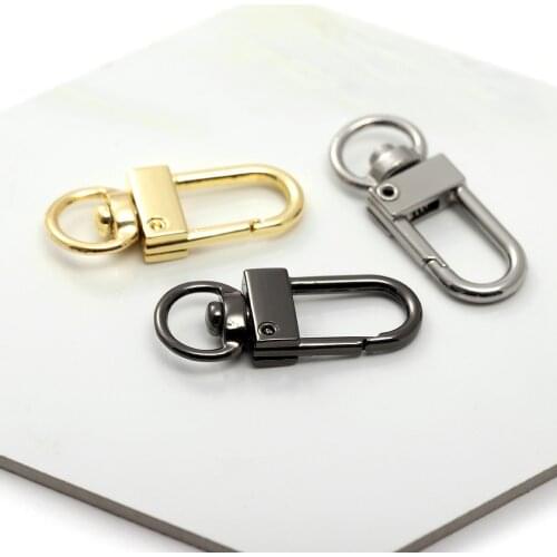 20Pcs 32*11mm Silver/Gold/Gun black/Yellow/Violet Colors Small Silver Alloy Swivel Clasps Snap Key Hooks DIY Key Chain Ring