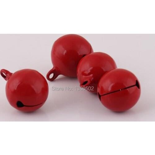 50pcs/lot 20mm Red Color Metal Loose beads Jingle bell Christmas Decoration Jewelry Ornament accessories