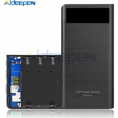 5V 2.1A Portable Slim 3 USB LED Light 7x 18650 Battery DIY Power Bank Box Holder Case For Mobile Phone Solderless Digital Module