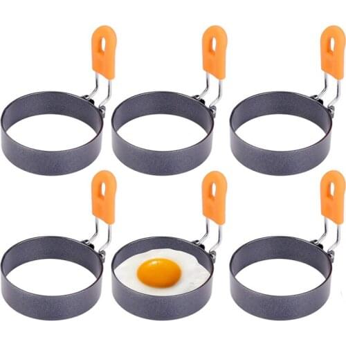 6-Pack Stainless Steel Eggs Ring, Egg Ring for Frying Eggs Mcmuffins,Egg Cooking Rings with Anti-Scald Handle