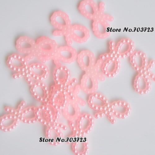 ABS Acrylic Pearl Gem Ivory Pink Butterfly Flat back DIY your phone case 20pcs
