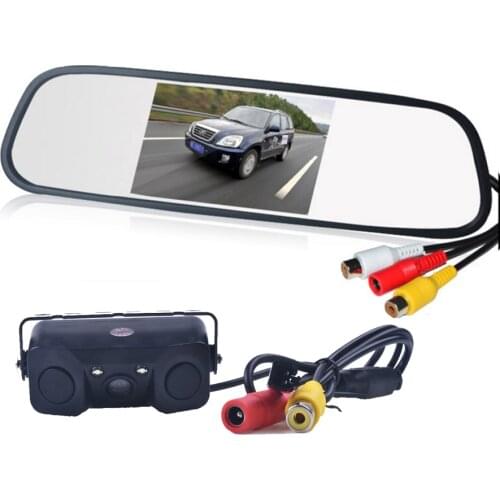 4.3 inch LCD Car Rearview Mirror Monitor Video Parking+3in1 Video Parking Assistance Sensor Backup Radar With Rear View Camera