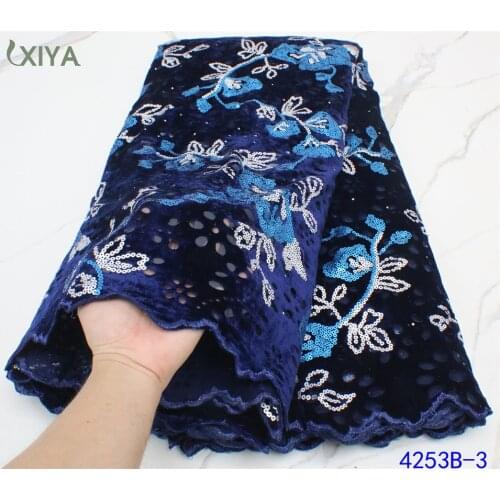 Velvet Lace Fabric for Dresses Latest Nigerian French Tulle Lace with Sequin High Quality African Sequins Lace Fabric APW2666B-1