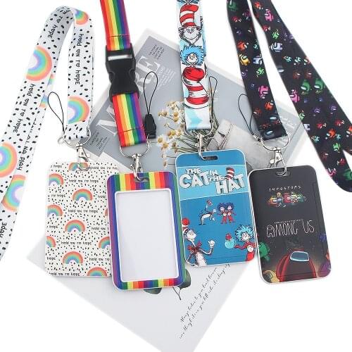 BH1461 Blinghero Cartoon Rainbow Bank Credit Card Holders Bus ID Holders Identity Badge With Lanyard For Key Office Supply