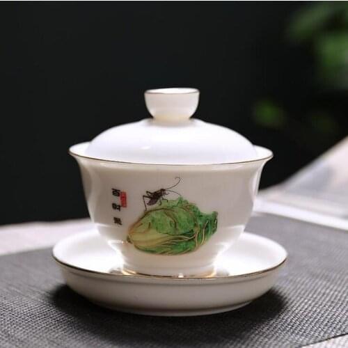 150ML High Quality White Bone China Gaiwan Tea Set,White Kung Fu Tea Set,Travel Ceramic Tea Set,Chinese Porcelain Gaiwan Cup