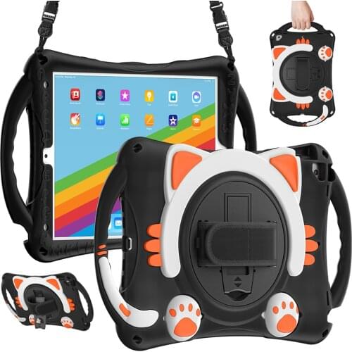 360 Rotation Kickstand Kids Case for iPad Air 3 Pro 10.510.2 Silicone Cover 2019 2020 Shockproof Case with Handle+Strap