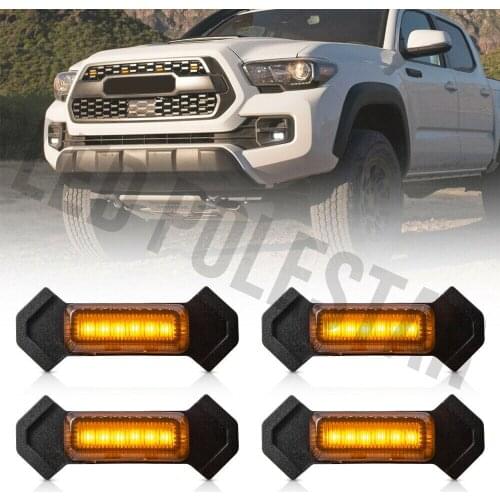 Smoke Lens Amber Led Front Grille Light for 16-up Toyota Tacoma TRD Pro Grill Front Bumper Driving Lamps
