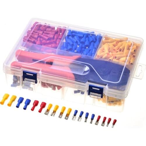 Electrical Crimping Plier Hand Tool Set 0.5-6mm2 & 900PCS Wire Insulation Connector Terminal Spade Butt Connectors Kit