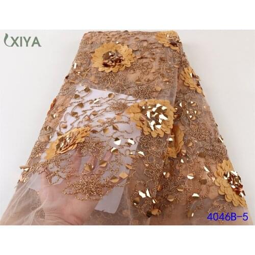 Hot Sale African French Tulle Mesh Lace Fabric with Sequins Embroidery Nigerian Sequin Laces Fabrics for Party Sewing APW4046B