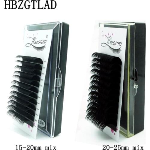 HBZGTLAD Fast Ship 16rows 7-25mm mix premium lash natural synthetic mink individual eyelash extension makeup maquiagem cilios