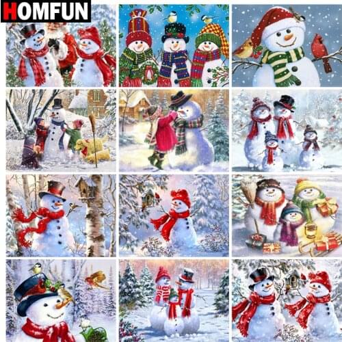 HOMFUN Rhinestone Painting Crystal Decor Diy Diamond Painting "Snowman christmas" 3D Cross Stitch Pattern Diamond Embroidery