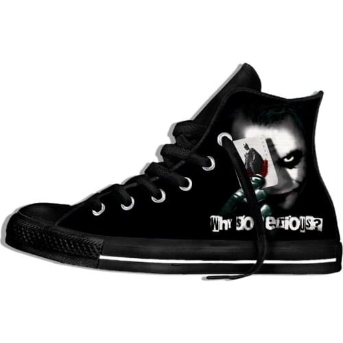 Joker Clown Evil Smile WHY SO SERIOUS Novelty Design Lightweight High Top Canvas Shoes Men Women Casual Breathable Sneakers