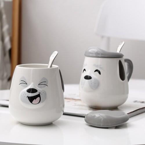Creative Animals ceramic cup cartoon dog Smiling face expr mug Breakfast Simple cute animal High capacity milk Cup