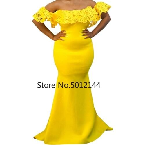 Summer Sexy African Women Yellow Short Sleeve Long Dress African Dresses for Women African Clothes Women