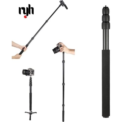 Protable Extendable Mini 2in1 Camera Monopod Zoom Microphone Boom Pole Compact Lightweight Padded Handle Twist Lock 3 Sections