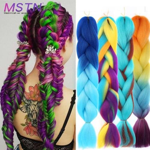 MSTN Synthetic Hair Ombre Long Straight Fake Braiding Hair Extension for Braids Jumbo Hair Hazel Braids Pink Hair Extensions