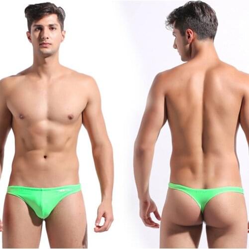 A524 Solid Sexy Gay Men Thong Swimsuits Swim Brief Bikini Summer Men Swimming Short Surf Board swimwear Bathing Suit