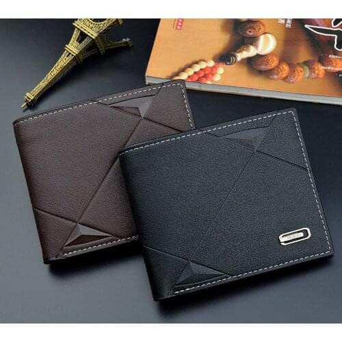 Men Short Bifold Faux Leather Masculina Billetera Credit ID Card Holder Wallet Billfold Purse Clutch Solid Hombre Business Slim