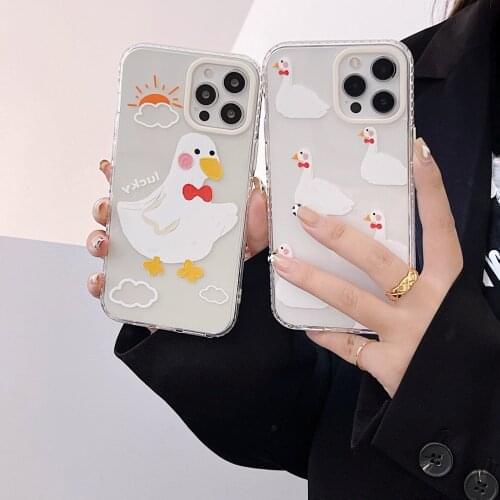 Available for IPhone 12 Cute Duck 11ProMax Phone Case XR Apple SE Smiley Xs Soft Shell 7/8Plus Iphone 8 Plus Case