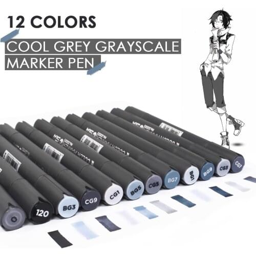 12 Color Grayscale Marker Pen Set Dual Head Art Markers Painting Set for Drawing Touch For Manga Art Supplies School Stationary
