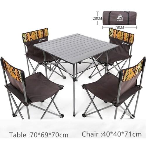 5PCS Folding Table And Chair Sets Outdoors Leisure Barbecue Picnic Tool Portable Vehicle-mounted Camping Travel Garden Equipment