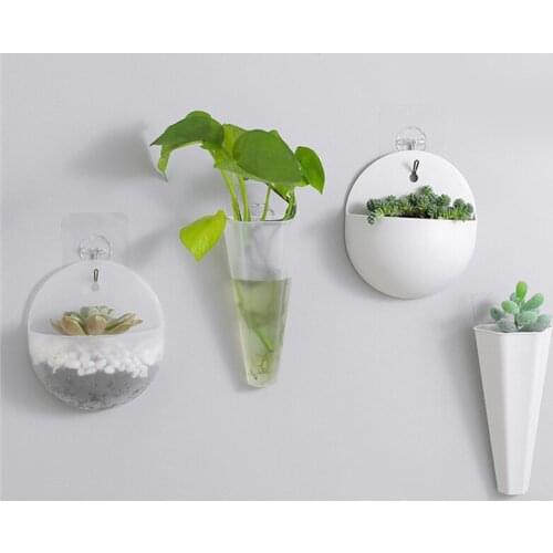 Wall Mounted Decorative Flowerpot Hydroponic Durable Flowerpot Wall Hanging Fish Tank Hanging Vase With Hook Flowerpot