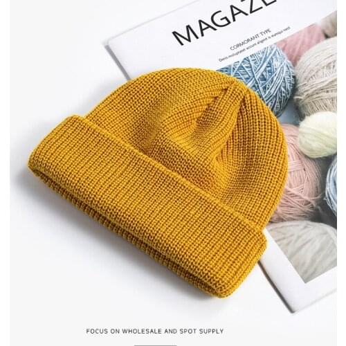 New Knitting Hat Womens Korean Version Autumn Winter Melon Cap Custom Mens Warm Short Cold Hat Wool Hat