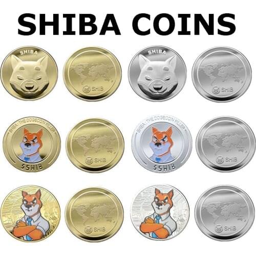 New 8 DESIGNS Gold or Silver Plated Funny SHIBA SHIB Token Coin Souvenir Wow Dogecoin Cute Dog Souvenir Cool Collection Gifts
