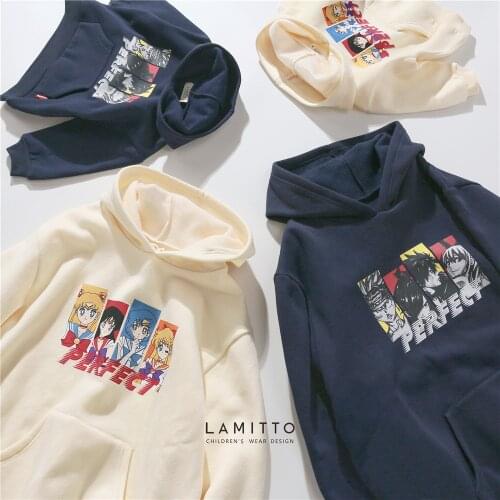 Tonytaobaby Autumn and Winter Clothing New Boys and Girls' Childrens Clothing Handsome Cartoon Character Hip Hop Fleece Hoodie