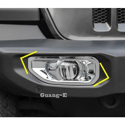 Car Body Front Fog Light Lamp Detector Frame Stick Styling ABS Chrome Trim Parts 2pcs For Jeep Wrangler JL 2018 2019 2020