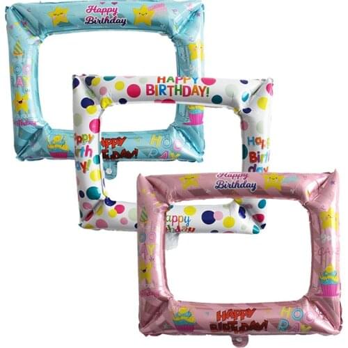 Happy Birthday Photo Booth Foil Balloons Photo Clip Kids Adults Happy Birthday Photo Props Home Party DIY Decorations Supplies