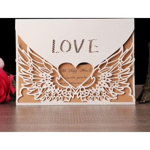Angel Wings Wedding Invitations Anniversaire Valentines Day Mariage Bride Baby Shower Party Supplies Favor Invite Message Cards