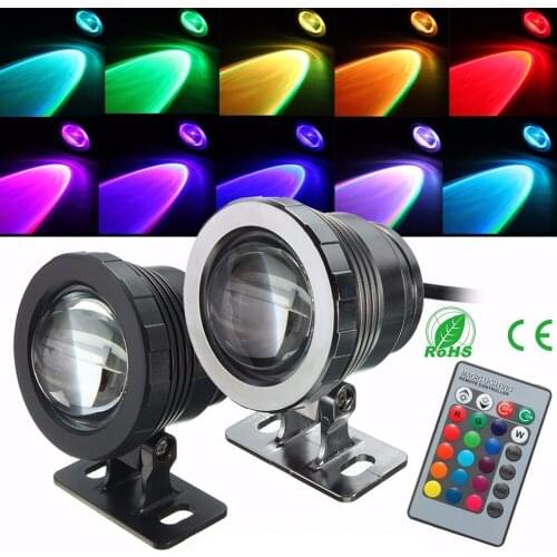 LED Spotlight 10W 12V RGB 16 Colors LED Colorful Waterproof Outdoor Underwater Light Lamp with Remote Controller for Pond Garde