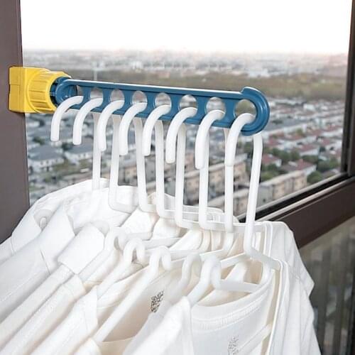1/2/3PC Window Frame Clothes Hanger Portable Indoor Window 8-holes Drying Rack Bathroom Accommodated Indoor Hanging Clothes Rail