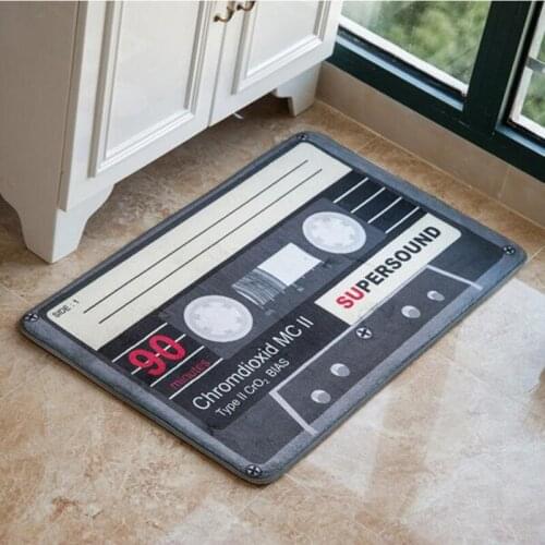 Vintage Magnetic Tape Door Mat Coral Fleece Floor Carpet Absorbent Entrance Doormat Anti-Slip Kitchen Carpets Bedroom Porch Rug