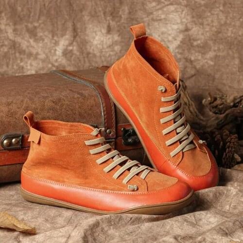 Women Vintage Ankle Boots Woman Short Boots 2020 New Autumn Winter Female Leather Flats Womens Shoes Lady Footwear