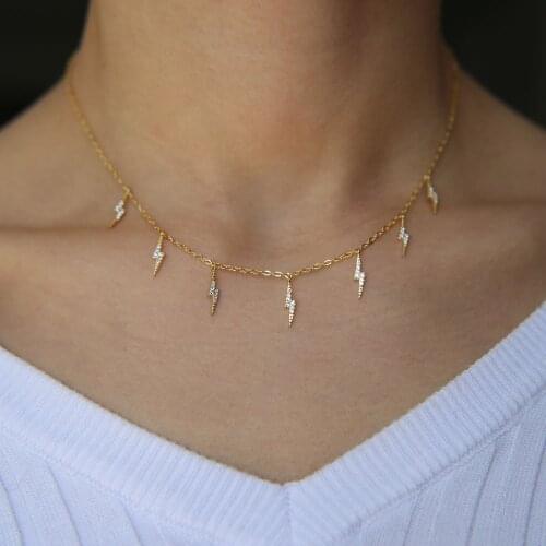 CHARM NECKLACE 2018 Statement chain choker charm lovely cz lightning gold filled top quality summer necklace for lady women